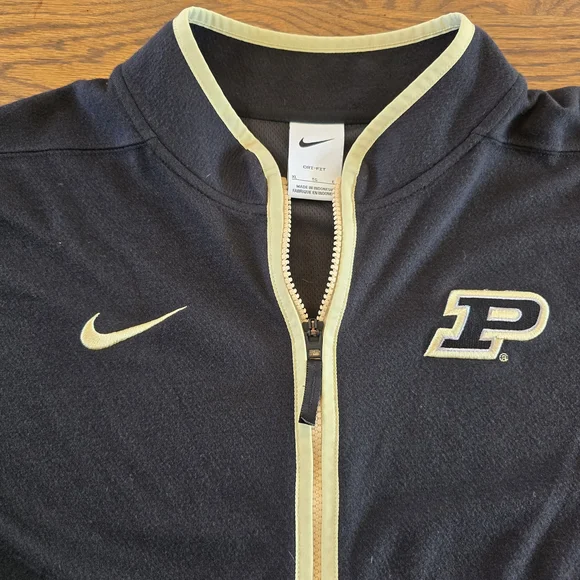 Nike Dri-Fit Purdue Boilermakers Quarter Zip Pullover Jacket Black Gold Mens XL - Picture 3 of 4